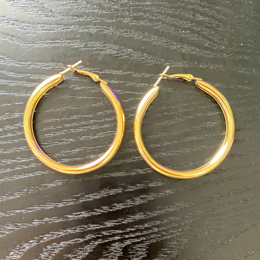 Classic Thick Gold Hoop Earrings - NWOT
